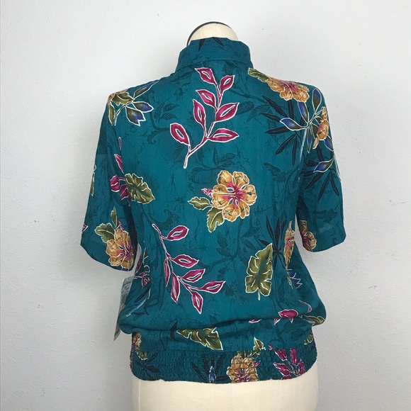 Alfred Dunner Short Sleeve’s Shirt Womens Sz 12 Color Green Floral Collared Neck - Picture 3 of 15